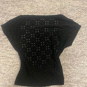 Elegant Black Eyelet Women's Top